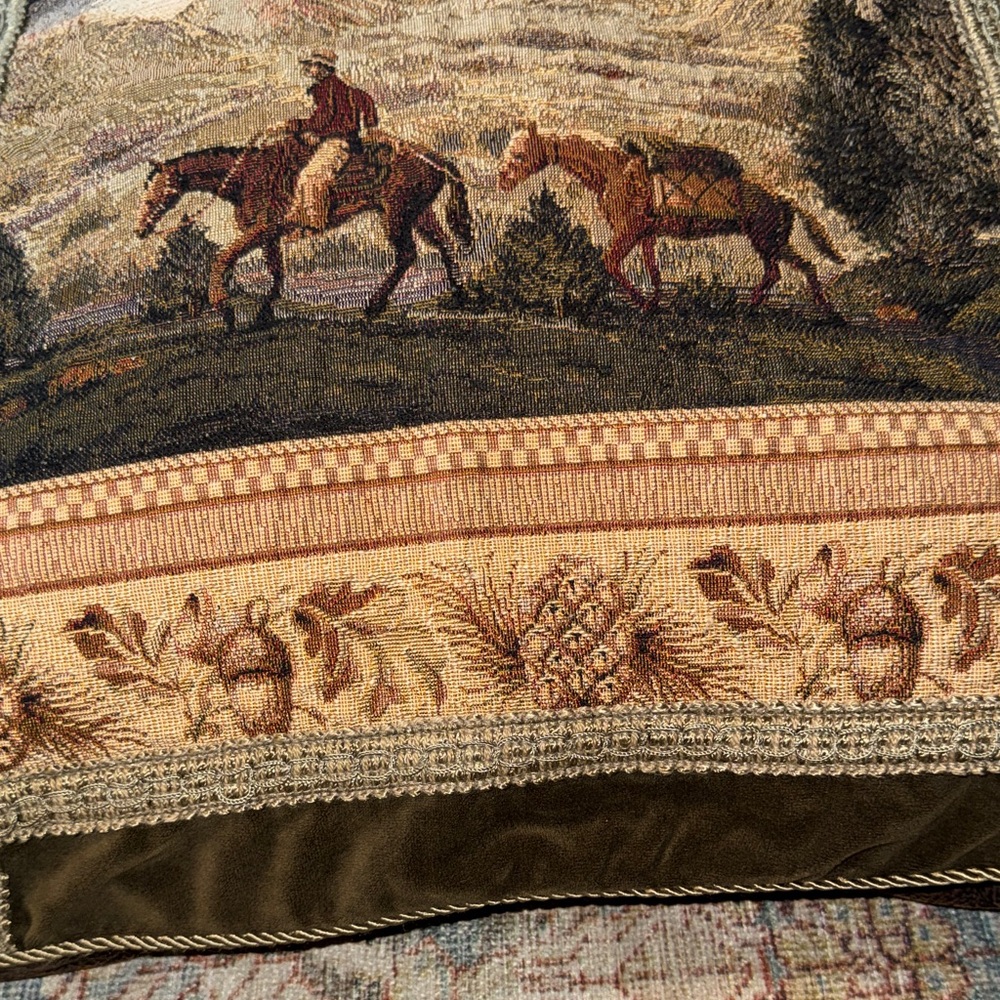 Western Tapestry and leather look Pillow Sham  by Wood River Bed Pillow size - Picture 4 of 11